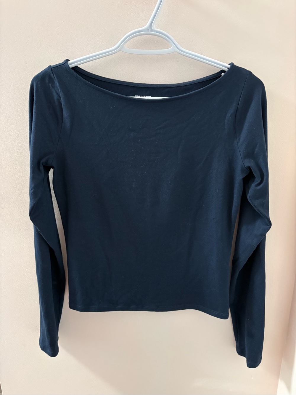Hollister Navy Long-Sleeve Boatneck Top